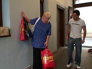 He helps blonde granny