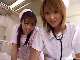 Naho Ozawa and another slutty nurse get fucked by a horny patient