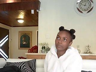 Cute African College Student Making Money HD