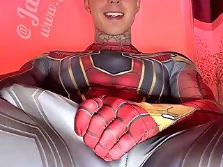 Stroking My Massive Cock In Super Hero Costumes Before Shooting A Huge Load