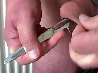 Table tennis ball, casino chip, dice, scissors - in foreskin
