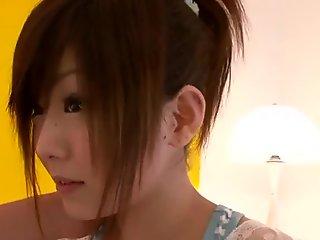 Asian teen toyed in pussy until cum on face by