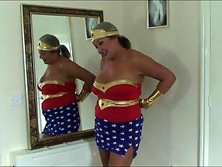 Mature Slut In Cosplay As Wonder Women