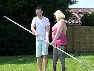 Granny giving blowjob and riding